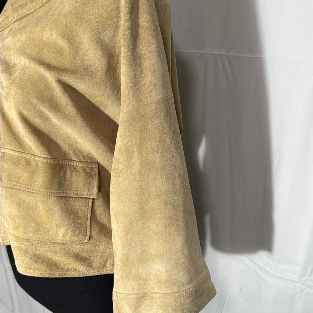 SPIEGEL WOMEN'S TAN LEATHER SUEDE JACKET SIZE 10 - Picture 6 of 13